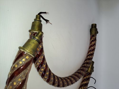 FOUR BOHEMIAN RUBY GLASS CHANDELIER ARMS - ADDITIONAL PHOTO 4