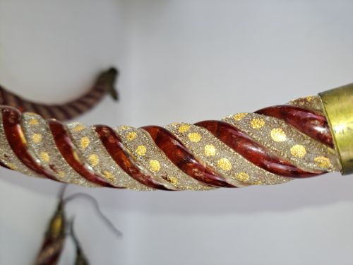 FOUR BOHEMIAN RUBY GLASS CHANDELIER ARMS - ADDITIONAL PHOTO 1