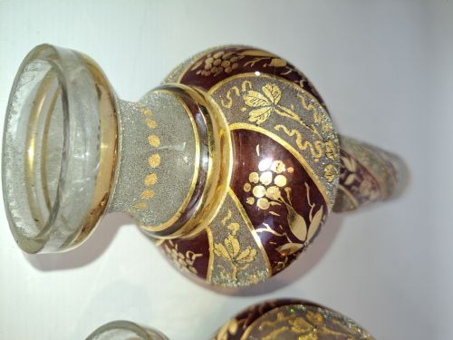 TWO ANTIQUE RUBY GLASS AND FROSTED CHANDELIER STEMS - ADDITIONAL PHOTO 6