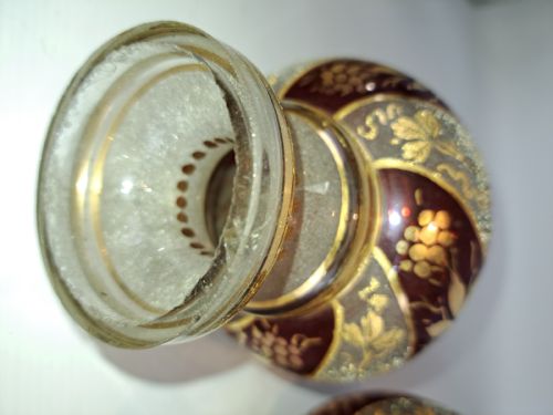TWO ANTIQUE RUBY GLASS AND FROSTED CHANDELIER STEMS - ADDITIONAL PHOTO 8