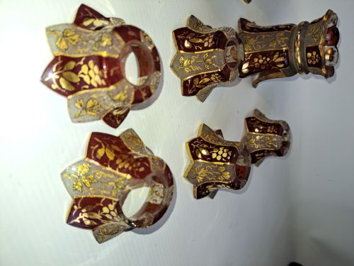 ASSORTMENT OF RUBY GLASS AND ETCHED GILDED CAPITALS - ADDITIONAL PHOTO 1