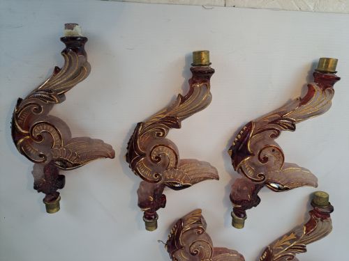 FIVE BOHEMIAN RUBY ETCHED AND GILDED ANGELIC CAPITALS - ADDITIONAL PHOTO 1