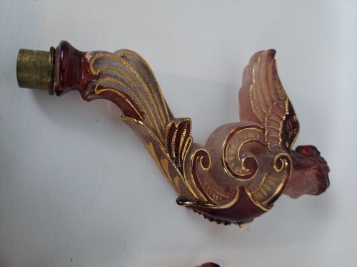 FIVE BOHEMIAN RUBY ETCHED AND GILDED ANGELIC CAPITALS - ADDITIONAL PHOTO 4