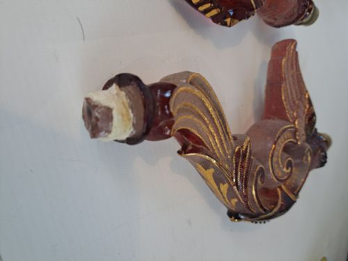 FIVE BOHEMIAN RUBY ETCHED AND GILDED ANGELIC CAPITALS - ADDITIONAL PHOTO 10