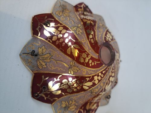 BOHEMIAN RUBY FROSTED AND GILDED BABECHE - ADDITIONAL PHOTO 3