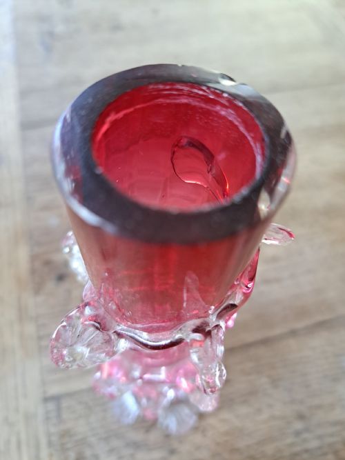 EARLY VICTORIAN CRANBERRY SPILL VASE - ADDITIONAL PHOTO 1