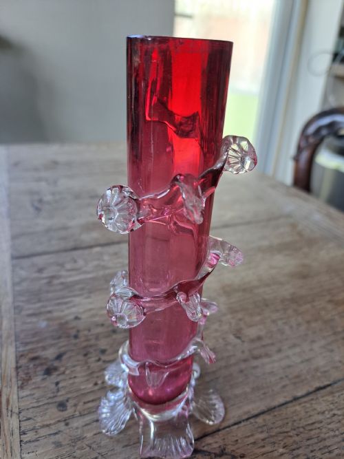 EARLY VICTORIAN CRANBERRY SPILL VASE - ADDITIONAL PHOTO 2
