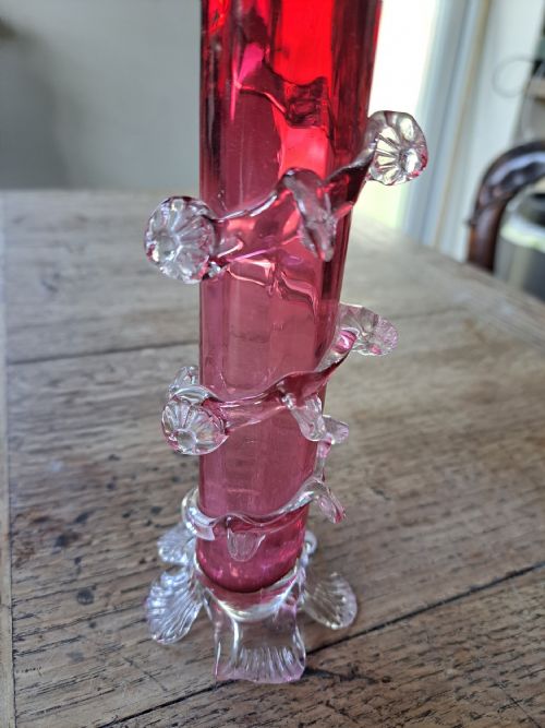 EARLY VICTORIAN CRANBERRY SPILL VASE - ADDITIONAL PHOTO 3