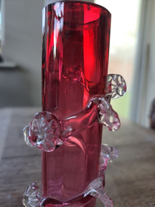 EARLY VICTORIAN CRANBERRY SPILL VASE - ADDITIONAL PHOTO 4