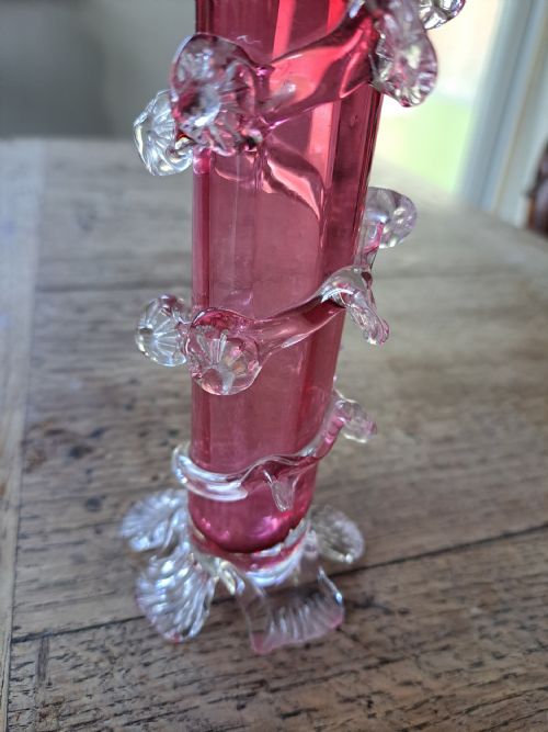 EARLY VICTORIAN CRANBERRY SPILL VASE - ADDITIONAL PHOTO 5