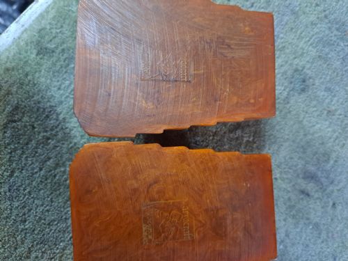 ANTIQUE VINTAGE OLD AMBER BAKELITE CATALIN ART DECO CARVACRAFT STAMP WETTER - ADDITIONAL PHOTO 3