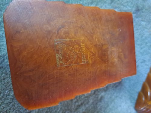 ANTIQUE VINTAGE OLD AMBER BAKELITE CATALIN ART DECO CARVACRAFT STAMP WETTER - ADDITIONAL PHOTO 4