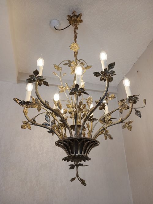 FRENCH BRONZE TOILE CHANDELIER