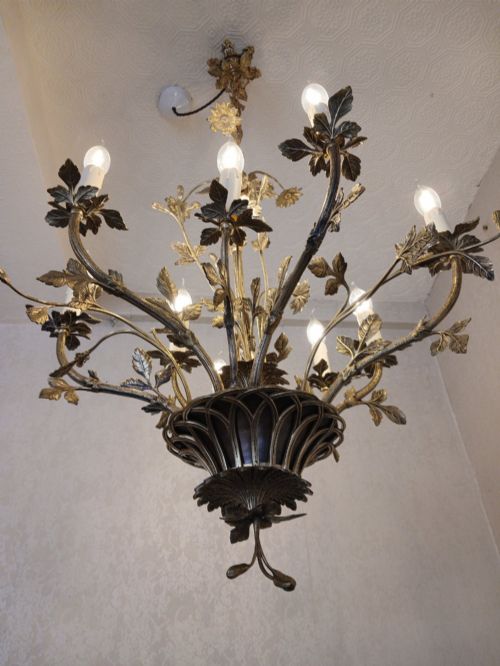 FRENCH BRONZE TOILE CHANDELIER - ADDITIONAL PHOTO 1