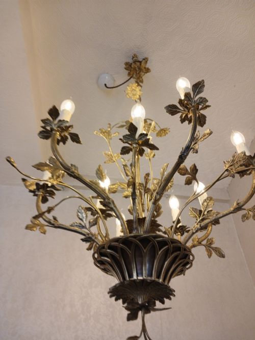 FRENCH BRONZE TOILE CHANDELIER - ADDITIONAL PHOTO 2