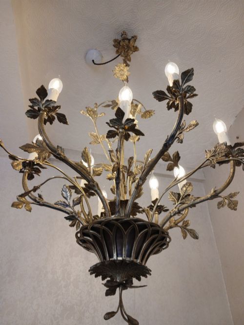 FRENCH BRONZE TOILE CHANDELIER - ADDITIONAL PHOTO 4