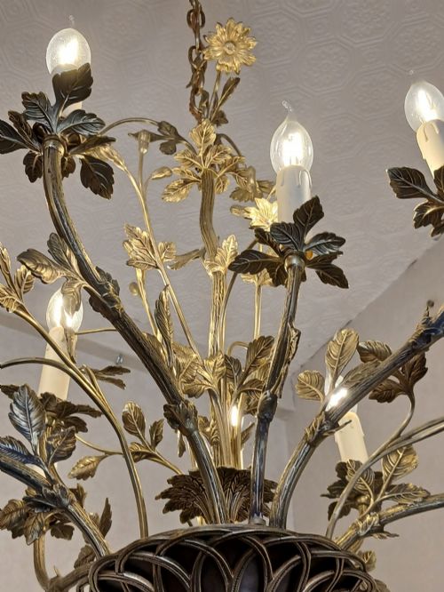 FRENCH BRONZE TOILE CHANDELIER - ADDITIONAL PHOTO 5