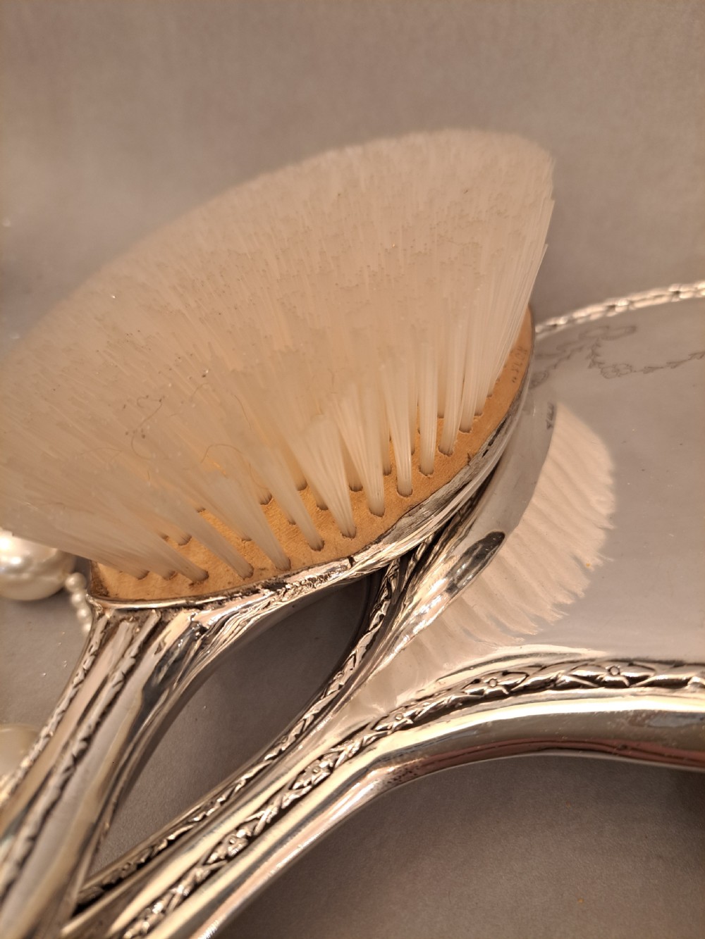 Silver dressing table set. Walker and Hall View V