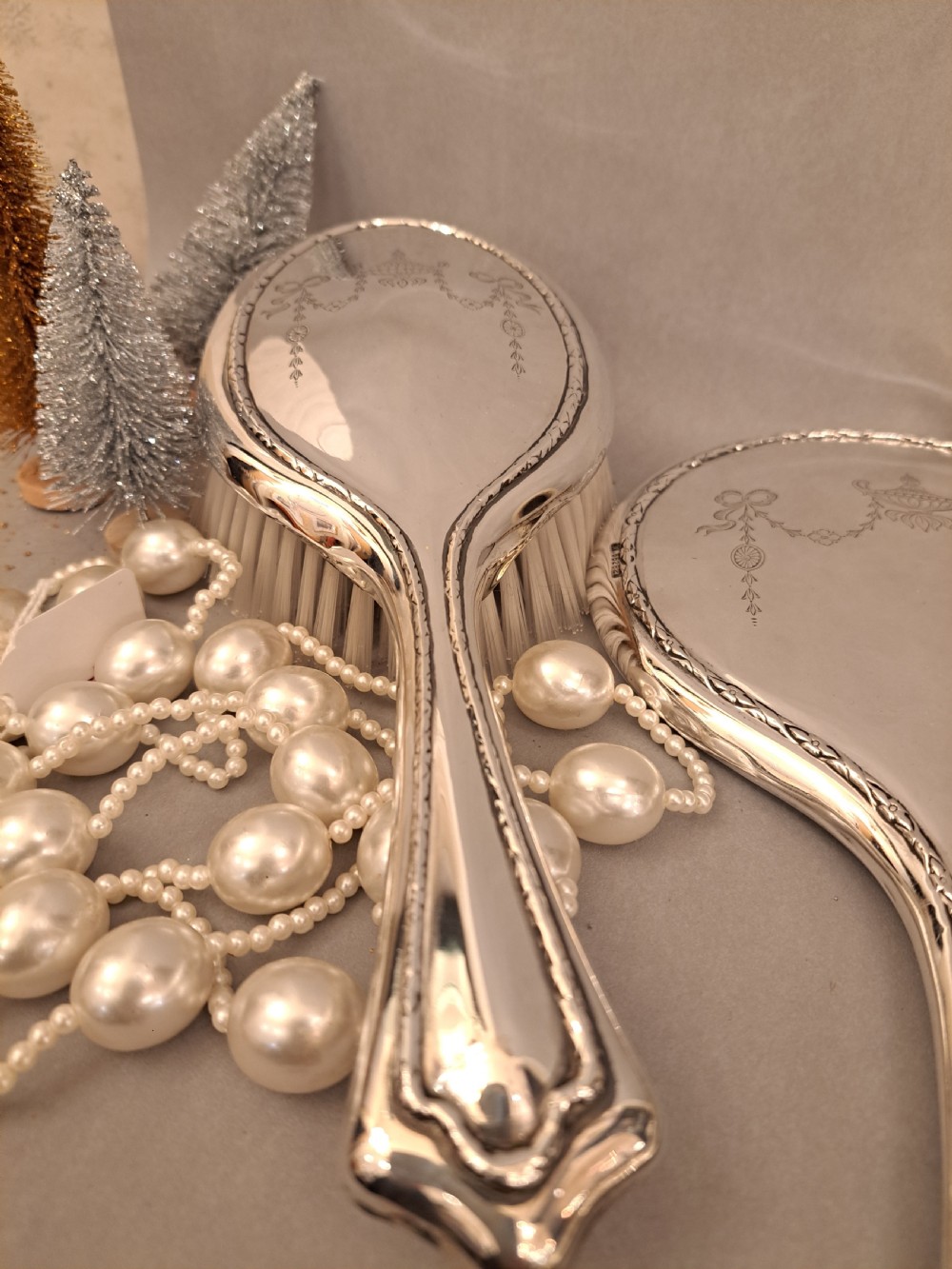 Silver dressing table set. Walker and Hall View XIII