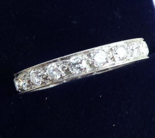 fig 1. Gorgeous platinum art deco 1ct Diamond full eternity antique ring