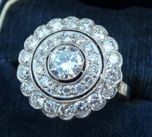 fig 2. Stunning art deco 2.10ct diamond platinum target cluster ring