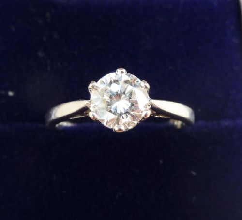 Gorgeous 18ct 18k White Gold Art Deco Old Cut Diamond Solitaire Engagement Ring