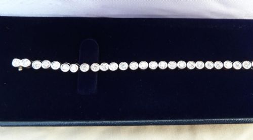 fig 1. Stunning 18ct 18k white gold art deco 3.15ct old cut diamond tennis vintage antique bracelet