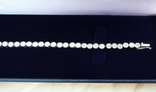 fig 2. Stunning 18ct 18k white gold art deco 3.15ct old cut diamond tennis vintage antique bracelet