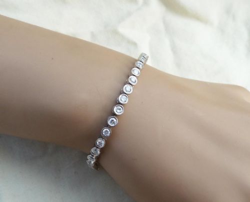 fig 3. Stunning 18ct 18k white gold art deco 3.15ct old cut diamond tennis vintage antique bracelet