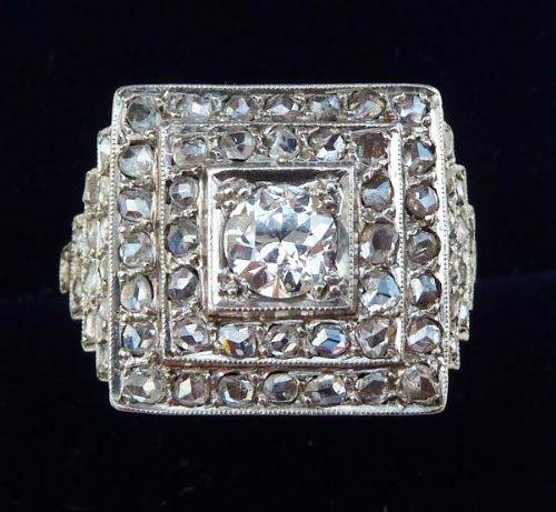 Fabulous Platinum Art Deco 1.72ct Diamond Vintage Antique Cluster Ring