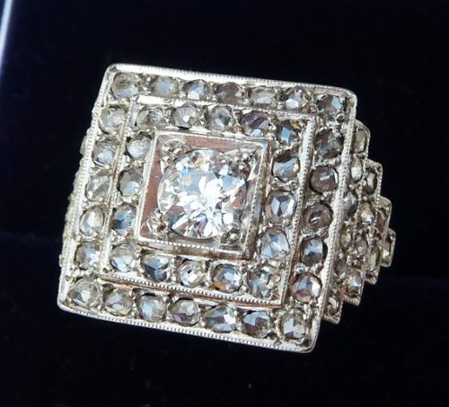 fig 1. Fabulous platinum art deco 1.72ct Diamond vintage antique cluster ring