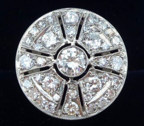 Fabulous Platinum Art Deco 2.85ct Old Cut Diamond Vintage Antique Cluster Ring