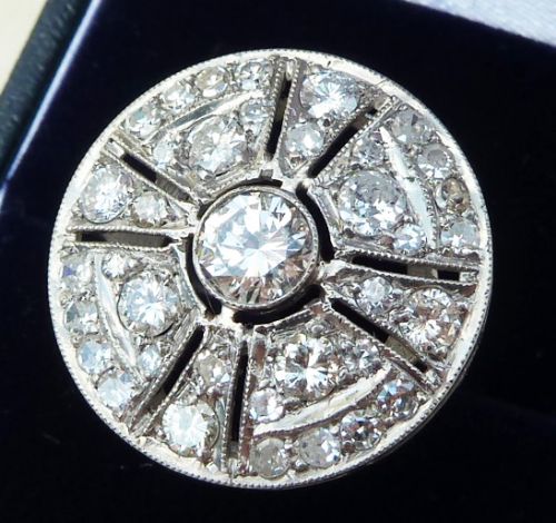 fig 1. Fabulous platinum art deco 2.85ct old cut diamond vintage antique cluster ring