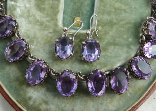 fig 1. Stunning early victorian 132ct amethyst silver choker necklace and earrings set