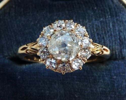 Stunning Big Victorian 18ct 18k Diamond Daisy Cluster Vintage Antique Ring