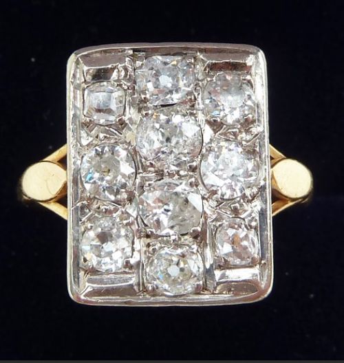 Gorgeous Art Deco 18ct and 18k White Gold 1.20ct Diamond Cluster Pave Set Vintage Antique Ring