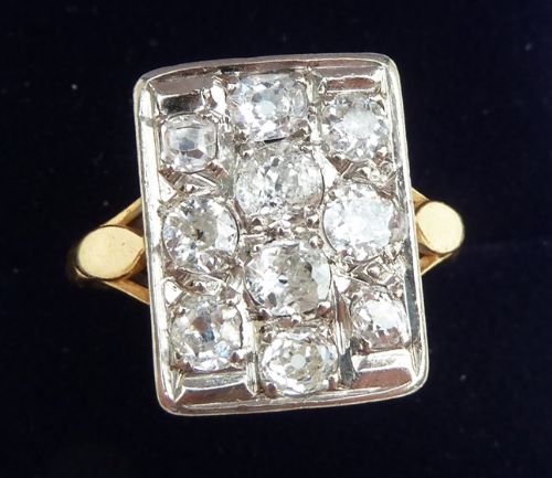 fig 2. Gorgeous art deco 18ct and 18k white gold 1.20ct diamond cluster pave set vintage antique ring
