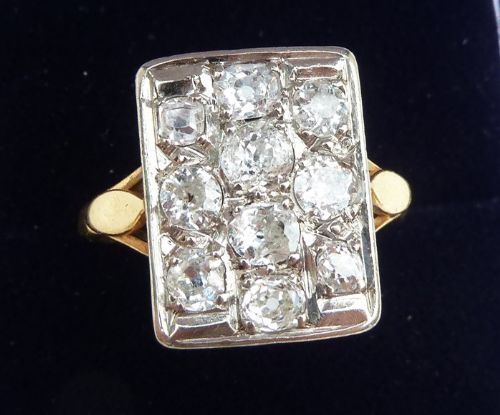 fig 3. Gorgeous art deco 18ct and 18k white gold 1.20ct diamond cluster pave set vintage antique ring