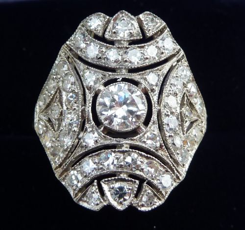 Gorgeous Platinum Art Deco 1.88ct Diamond Cluster Vintage Antique Ring