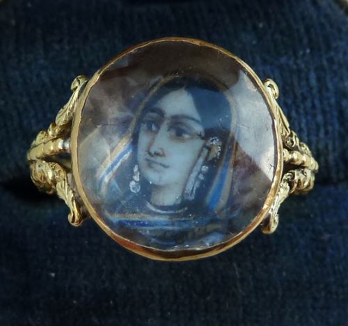 Stunning Georgian 18ct 18k Gold Miniature Portrait of an Indian Woman Ring Vintage Antique C.1827