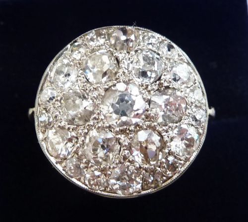 Gorgeous Platinum Art Deco 3.40ct Diamond Daisy Cluster Vintage Antique Ring