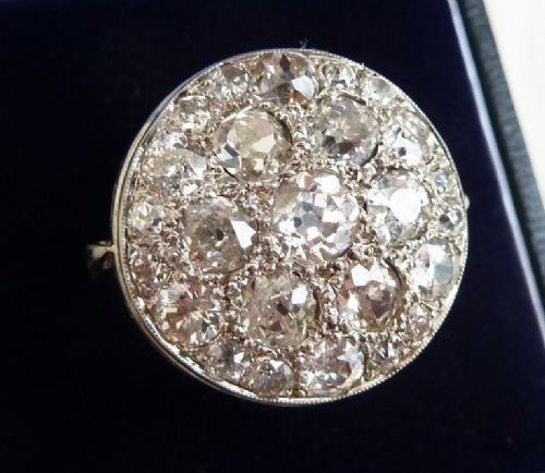 fig 1. Gorgeous platinum art deco 3.40ct Diamond daisy cluster vintage antique ring