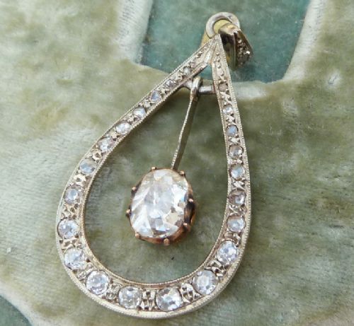 fig 1. Fabulous 18ct gold and silver Georgian rose cut Diamond vintage antique pendant