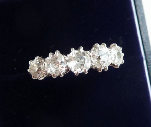 fig 2. Stunning art deco platinum 1.39ct diamond five stone vintage antique ring