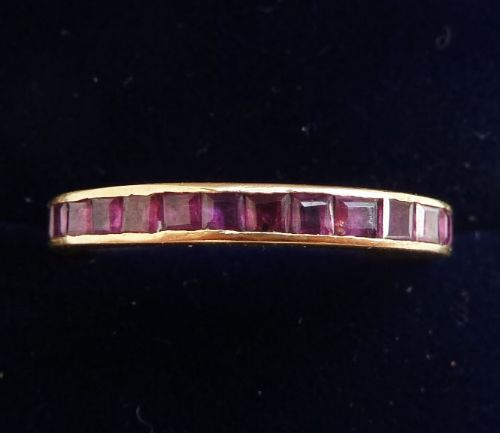Gorgeous Art Deco 18ct 18k Gold 1.50ct Ruby Eternity Vintage Antique Ring Size N