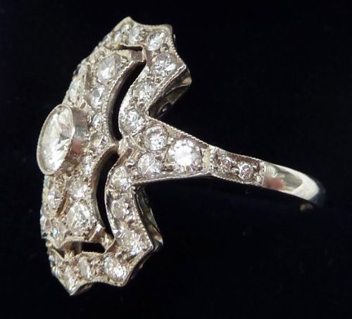 fig 2. Stunning art deco platinum 2ct diamond cluster vintage antique ring