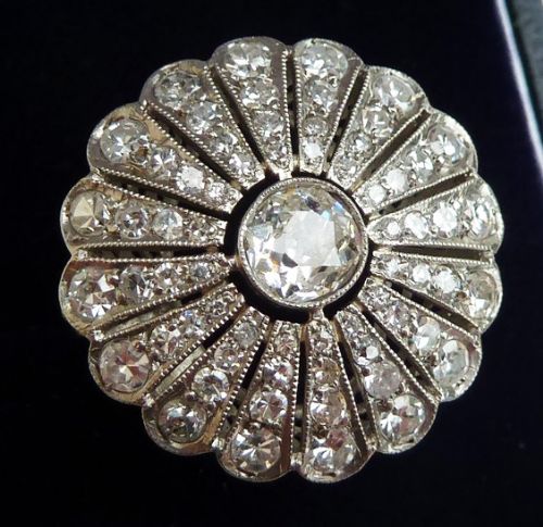 fig 2. Gorgeous art deco 2.15ct diamond platinum cluster vintage antique flower ring