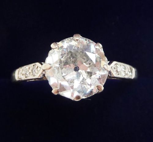 Stunning 18ct White Gold Art Deco 2.62ct Diamond Solitaire Engagement Vintage Antique Ring