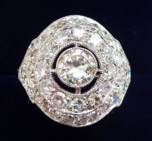 Gorgeous Art Deco Platinum 1.95ct Diamond Vintage Antique Cluster Ring