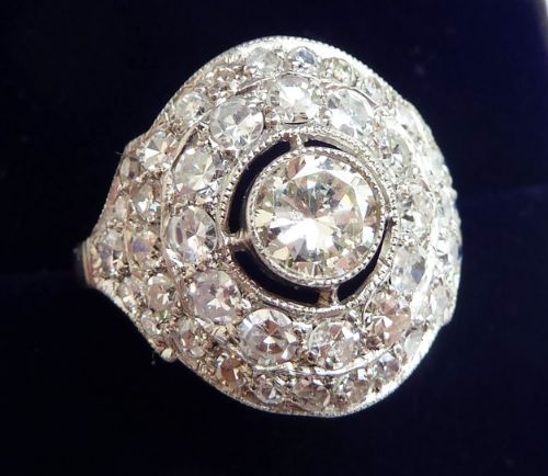 fig 2. Gorgeous art deco platinum 1.95ct Diamond vintage antique cluster ring